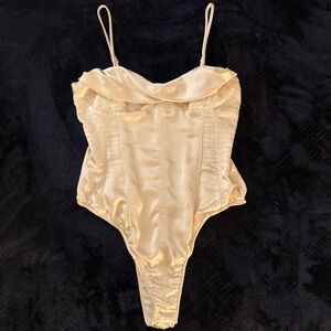 Zara Cream Satin Bodysuit